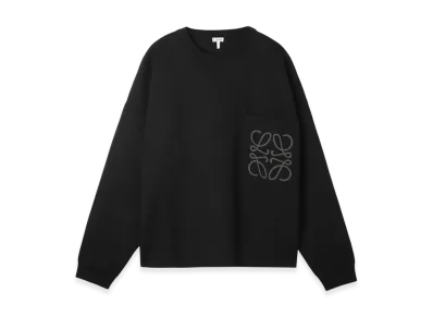 LOEWE Men's Anagram Pocket Crew-Neck Sweater "White/Light Grey"