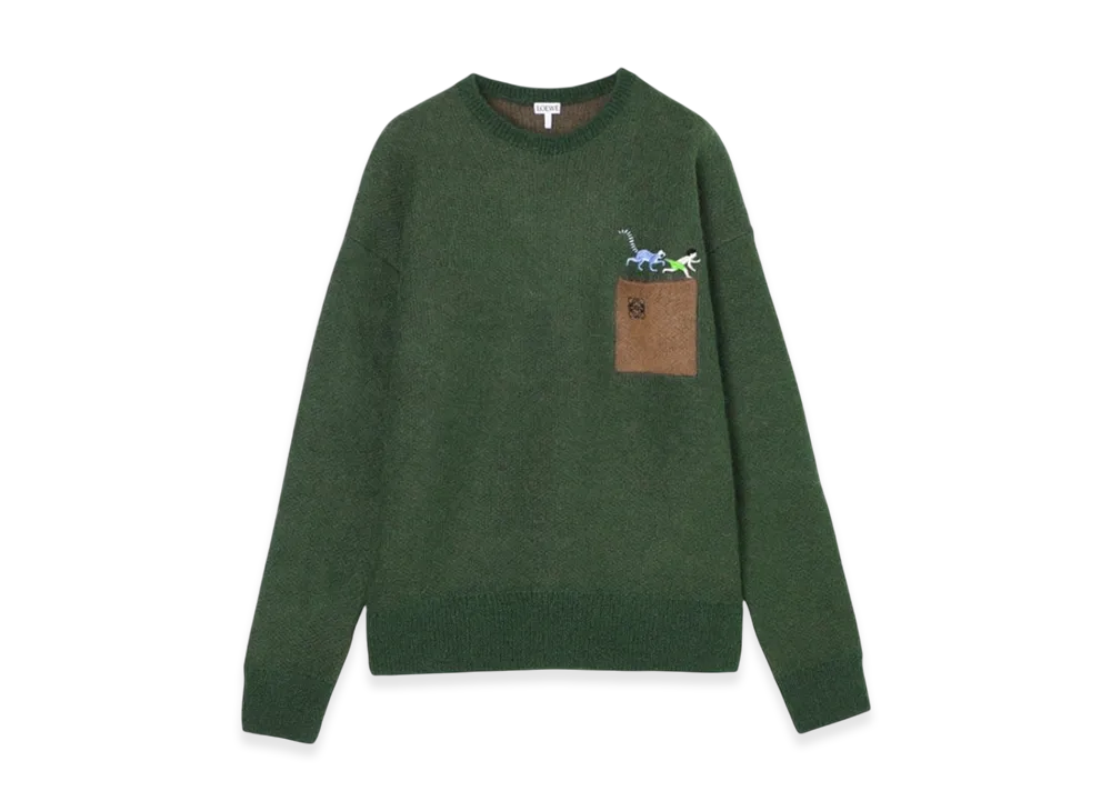LOEWE Men's Crew-Neck Knit "Dark Green"