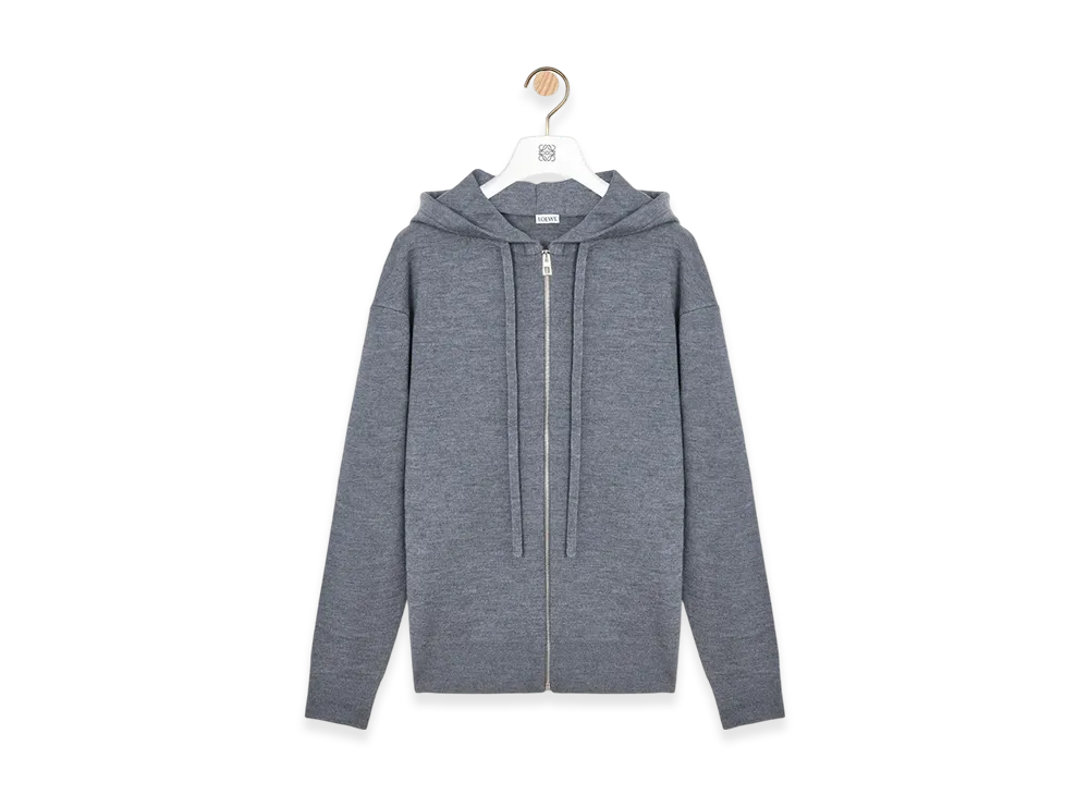 LOEWE Anagram Zip-Up Hoodie "Grey Melange"
