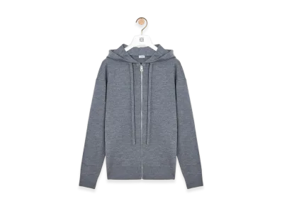 LOEWE Anagram Zip-Up Hoodie "Grey Melange"