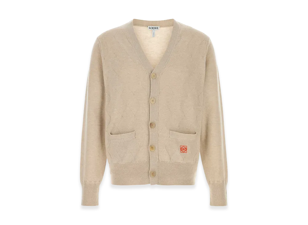 LOEWE Sand Wool Blend Cardigan "Beige o Tan"