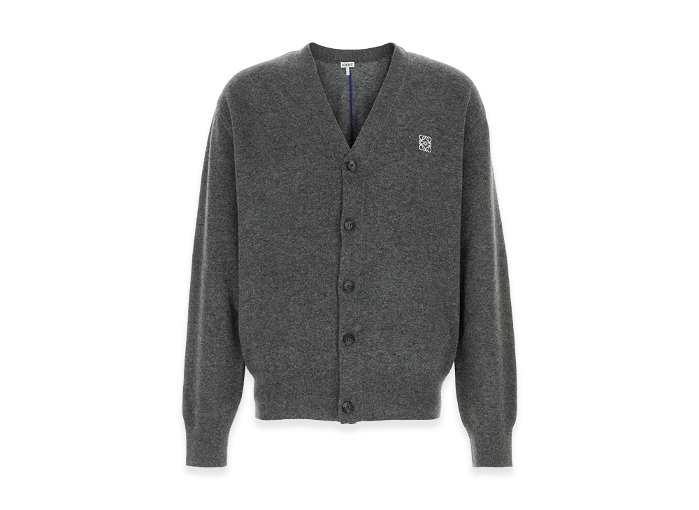 LOEWE Dark Grey Stretch Wool Blend Cardigan "Grey"