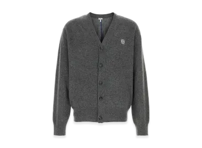 LOEWE Dark Grey Stretch Wool Blend Cardigan "Grey"