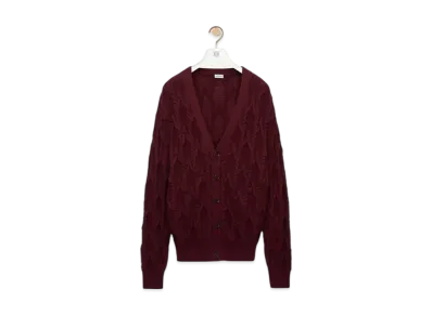 LOEWE Men's Cardigan in Cotton "Burgundy"