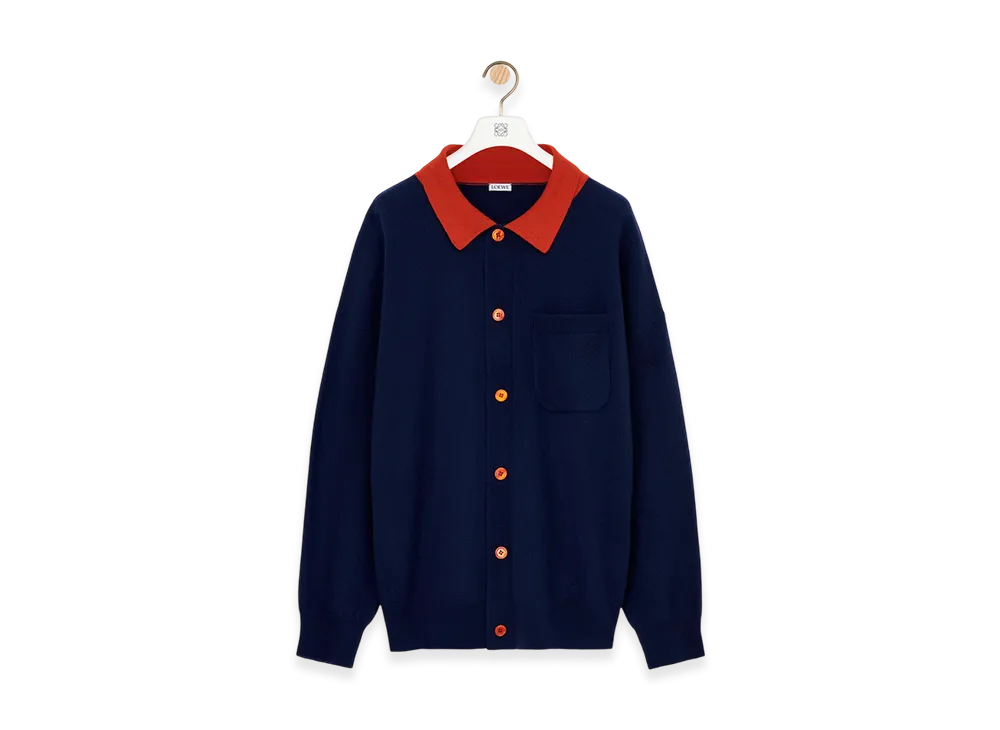 LOEWE Polo Cardigan "Navy Blue/Orange"