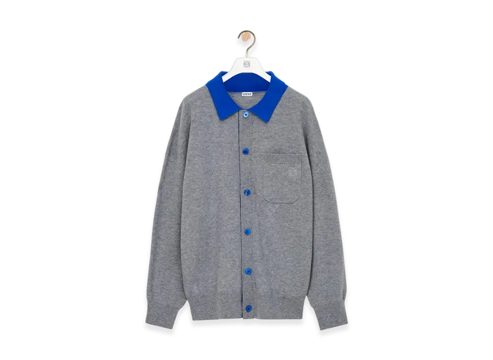 LOEWE Polo Cardigan "Grey/Blue"