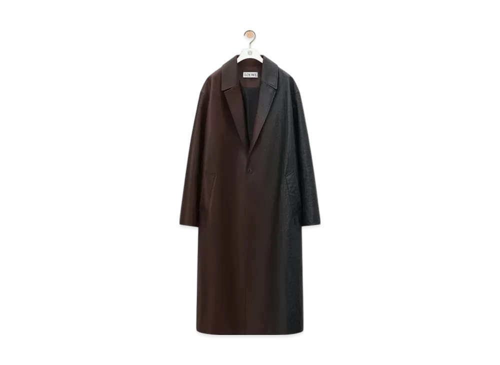 LOEWE Men's Coat in Nappa Calfskin "Dark Brown"