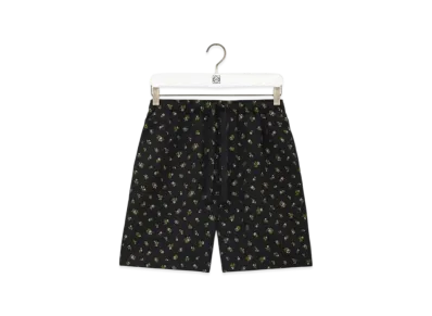LOEWE Men's Shorts in Cotton Blend "Black/Pink/Green"