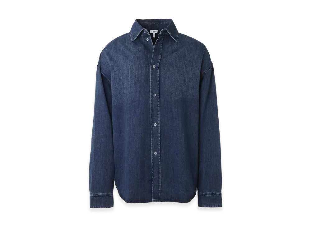 ロエベ メンズ アナグラム オーバーシャツ "ウォッシュドインディゴ" H526Y1DW07-8383