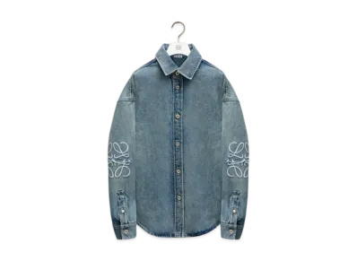 LOEWE Men's Anagram Overshirt in Denim "Washed Denim"
