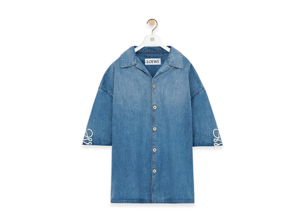 LOEWE Anagram Short-Sleeve Shirt "Washed Denim"