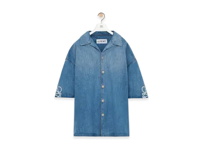LOEWE Anagram Short-Sleeve Shirt "Washed Denim"