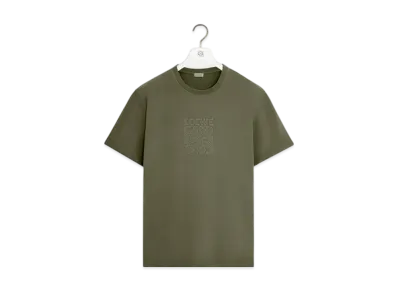 LOEWE Men's Relaxed Fit T-Shirt in Cotton "Khaki Green"