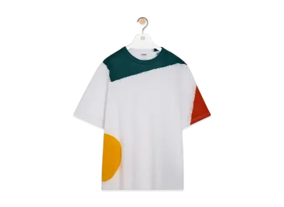 LOEWE Men's Loose Fit T-Shirt in Cotton "White/Green/Orange"