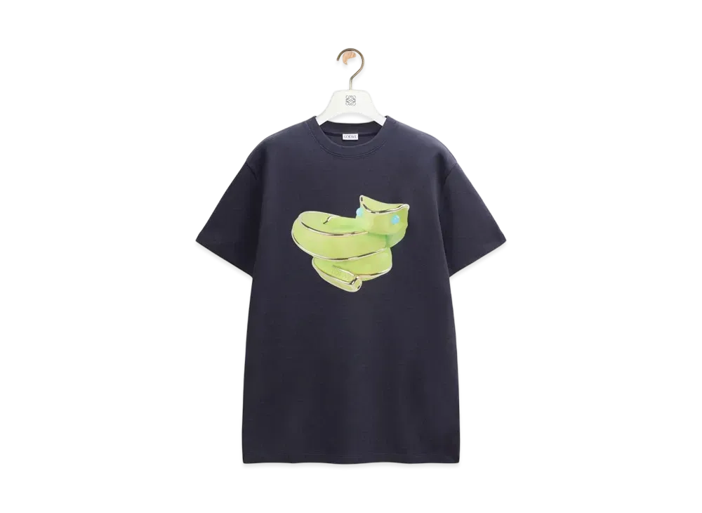 LOEWE Men's Relaxed Fit T-Shirt in Technical Cotton "Navy Blue"
