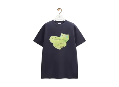 LOEWE Men's Relaxed Fit T-Shirt in Technical Cotton "Navy Blue"