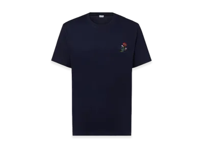 LOEWE Anagram Floral Cotton T-Shirt "Navy"
