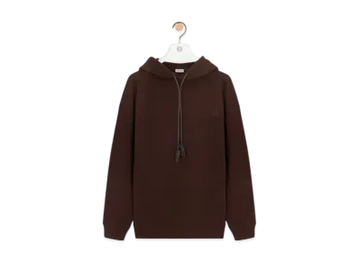 LOEWE Men's Relaxed Fit Hoodie in Cotton "Chocolate Brown"