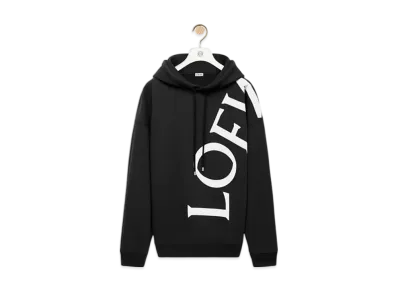 LOEWE Men's Relaxed Fit Hoodie in Cotton "Black/Grey"