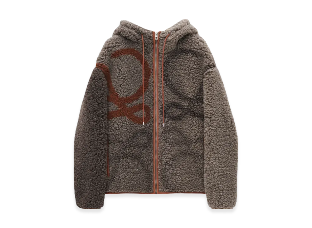 LOEWE Hooded Jacket in Wool "Beige/Khaki Green"