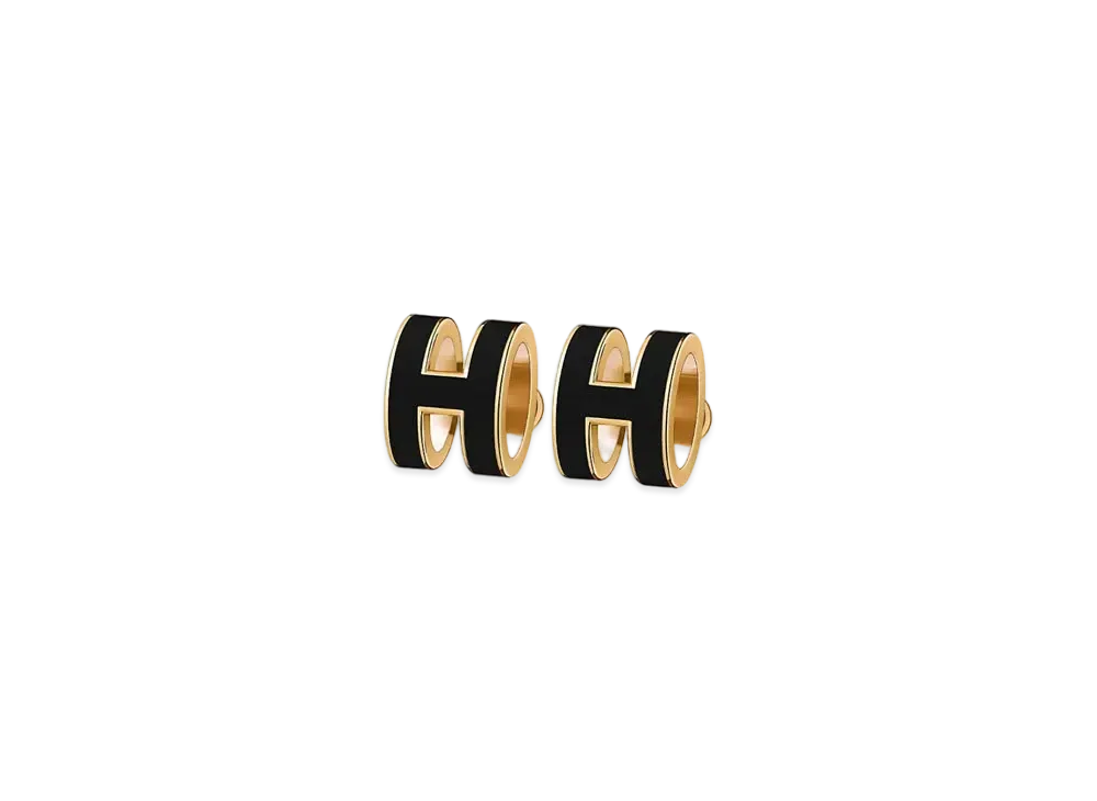 Hermes Pop H Earrings "Gold/Noir"
