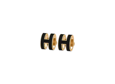 Hermes Pop H Earrings "Gold/Noir"