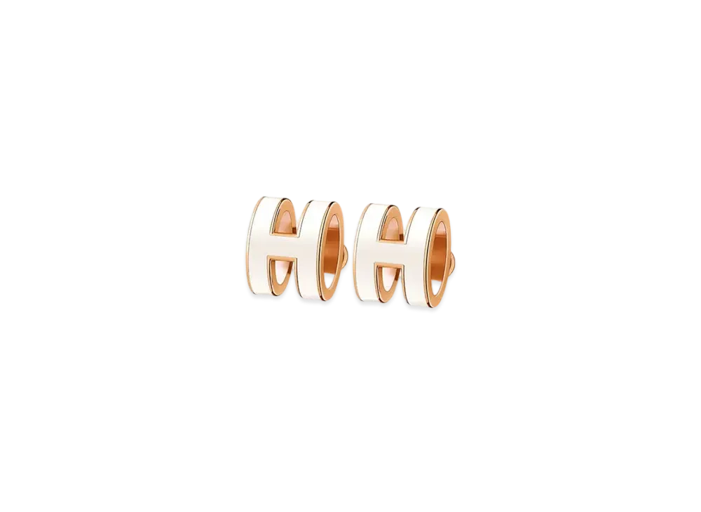 Hermes Pop H Earrings "Gold/Blanc"