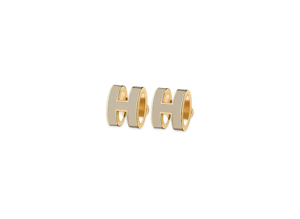 Hermes Pop H Earrings "Gold/Marron Glace"