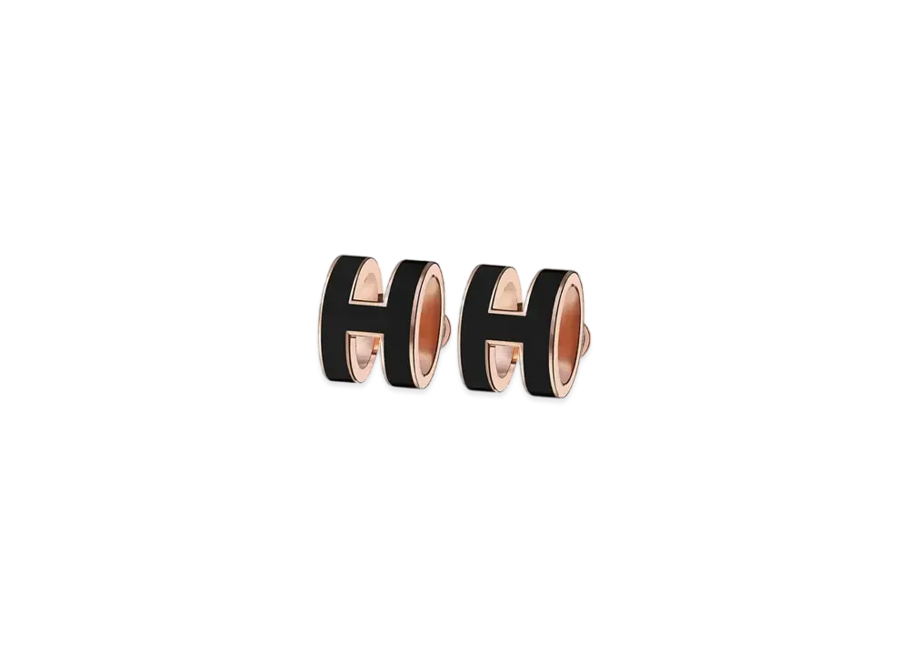 Hermes Pop H Earrings "Rose Gold/Noir"