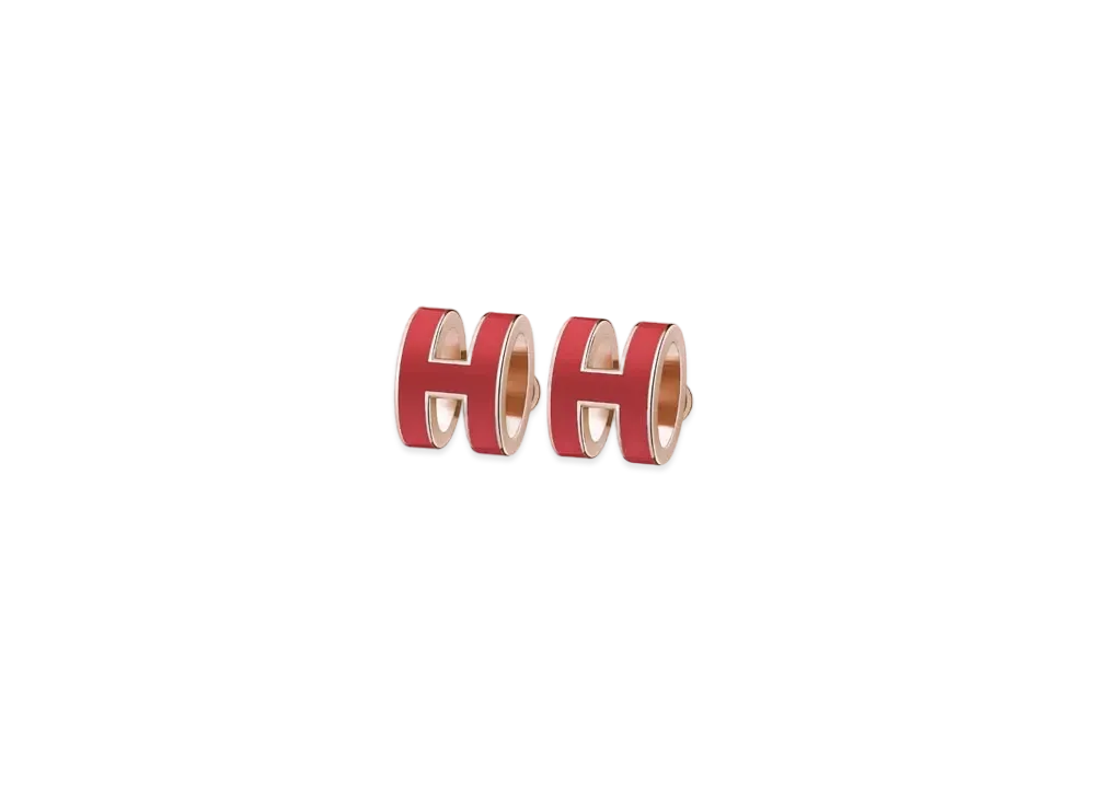Hermes Pop H Earrings "Rose Gold/Rouge Coraille"