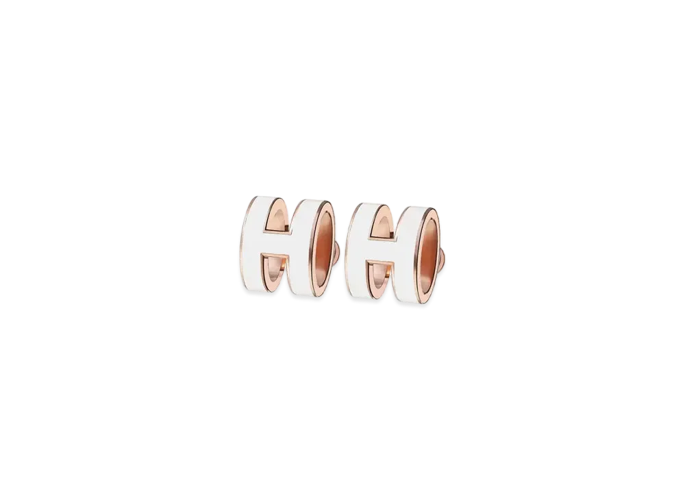 Hermes Pop H Earrings "Rose Gold/Blanc"