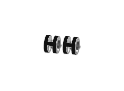 Hermes Pop H Earrings "Palladium/Noir"