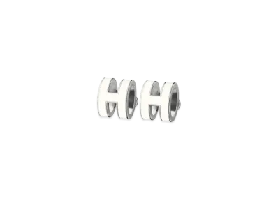 Hermes Pop H Earrings "Palladium/Blanc"