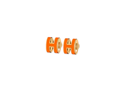 Hermes Mini Pop H Earrings "Gold/Orange Soie"