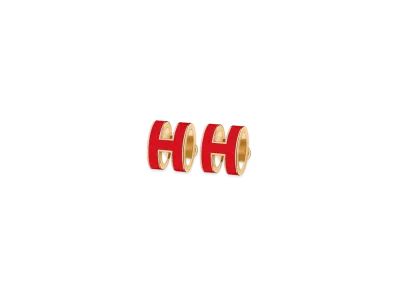 Hermes Mini Pop H Earrings "Gold/Rouge Vif"