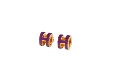 Hermes Mini Pop H Earrings "Gold/Anemone"