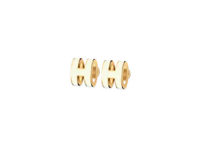 Hermes Mini Pop H Earrings "Gold/Blanc"