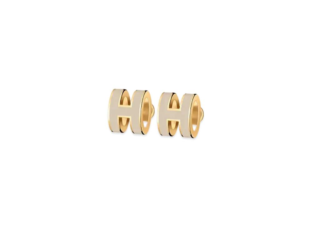 Hermes Mini Pop H Earrings "Gold/Marron Glace"