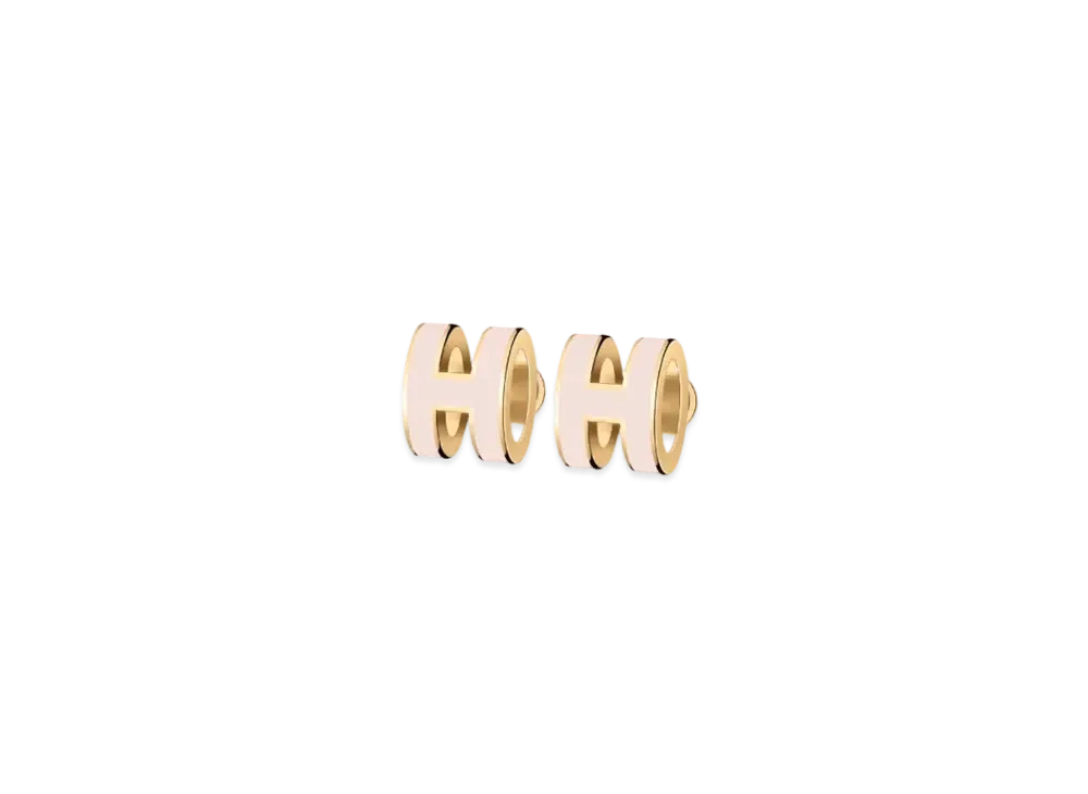 Hermes Mini Pop H Earrings "Gold/Rose Dragee"