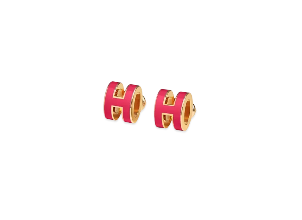Hermes Mini Pop H Earrings "Gold/Rose Mexico"