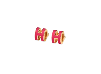 Hermes Mini Pop H Earrings "Gold/Rose Mexico"