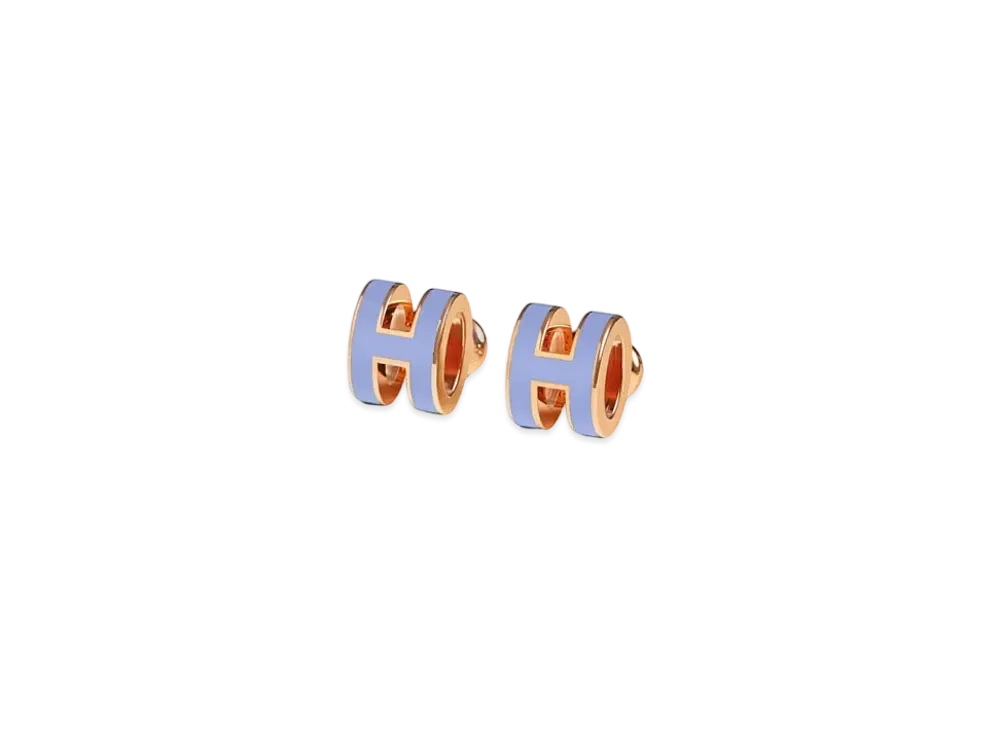 Hermes Mini Pop H Earrings "Rose Gold/Lilas"