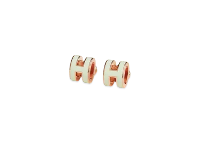 Hermes Mini Pop H Earrings "Rose Gold/Vert Fizz"