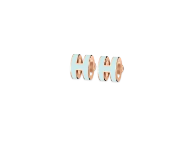 Hermes Mini Pop H Earrings "Rose Gold/Blue Zephyr"