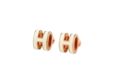 Hermes Mini Pop H Earring "Blanc/Rose Gold"