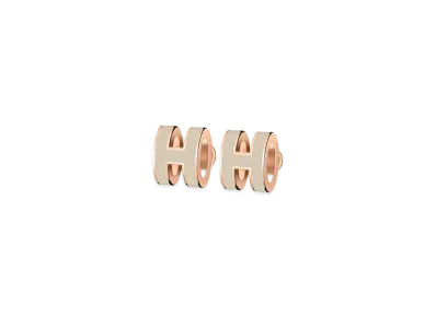 Hermes Mini Pop H Earrings "Rose Gold/Marron Glace"