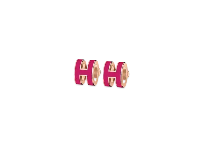Hermes Mini Pop H Earrings Rose "Gold/Framboise"