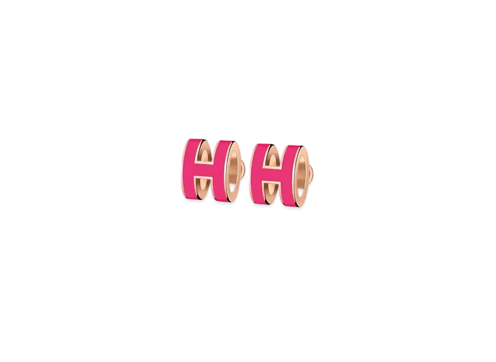 Hermes Mini Pop H Earrings "Rose Gold/Rose Extreme"