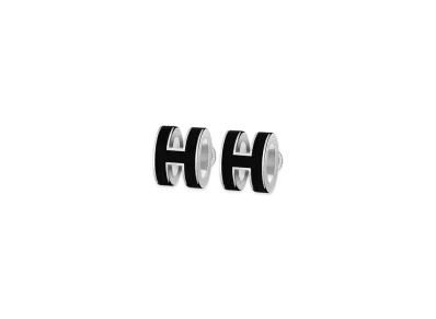 Hermes Mini Pop H Earrings "Palladium/Noir"