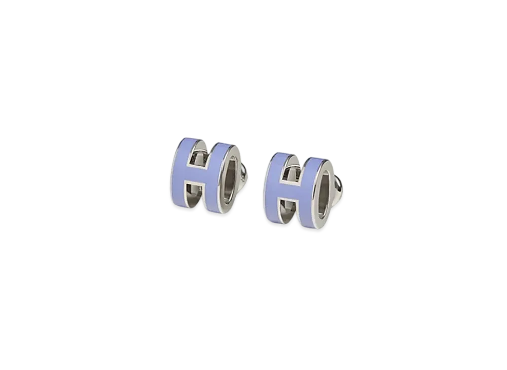 Hermes Mini Pop H Earrings "Palladium/Lilas"